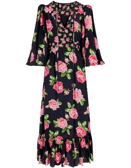 QUEENS OF ARCHIVE Cassidy Floral Midi Dress - Black Rose