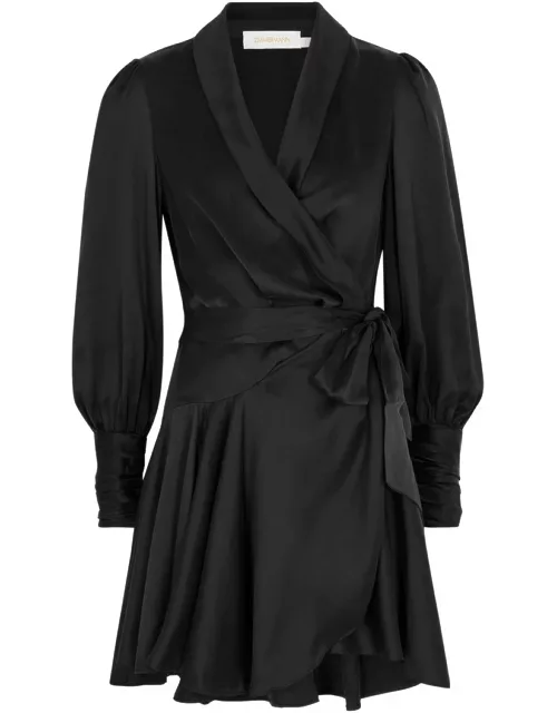 Zimmermann Silk-satin Mini Wrap Dress - Black