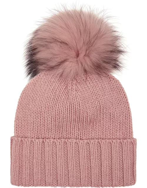 Inverni Pompom Cashmere Beanie - Light Pink
