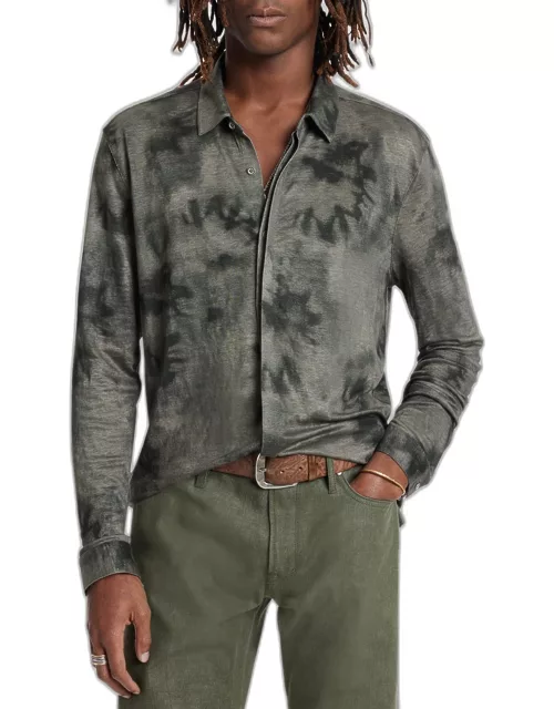 Men's Camellia Tie-Dye Button-Down Shirt