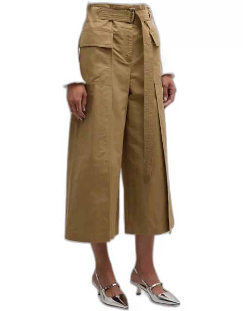 Pinide High-Rise Wide-Leg Cotton-Linen Pant