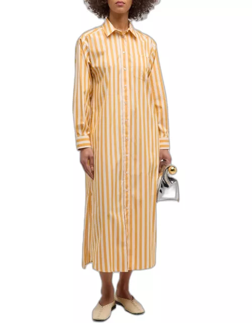 Falasco Striped Cotton Poplin Midi Shirtdres