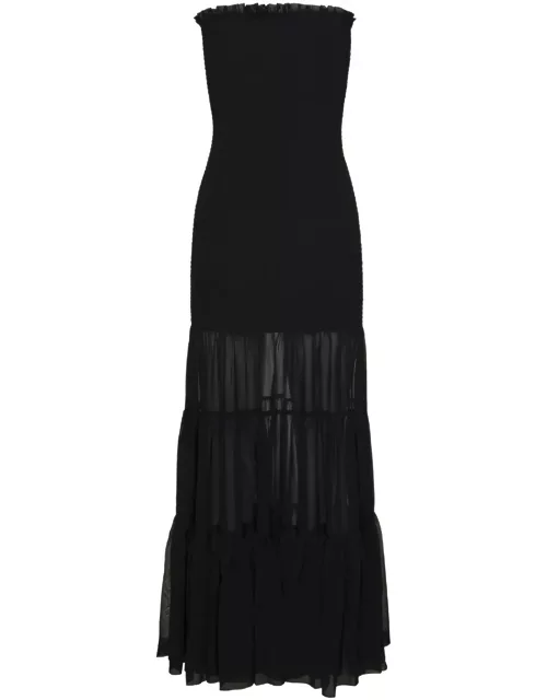 Rotate by Birger Christensen Black arabella Tiered Maxi Dress In Chiffon Woman
