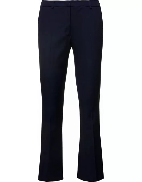PT01 Blue Cropped Flared Jaine Pants In Viscose Woman