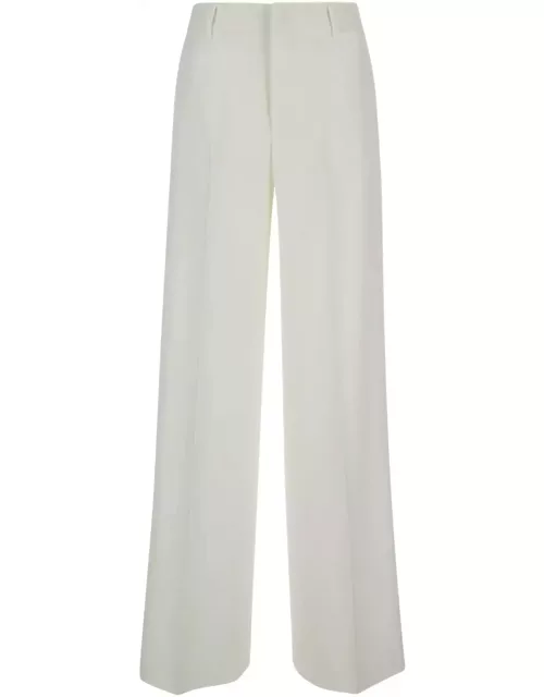 PT01 Tailored lorenza High Waisted White Trousers In Technical Fabric Woman