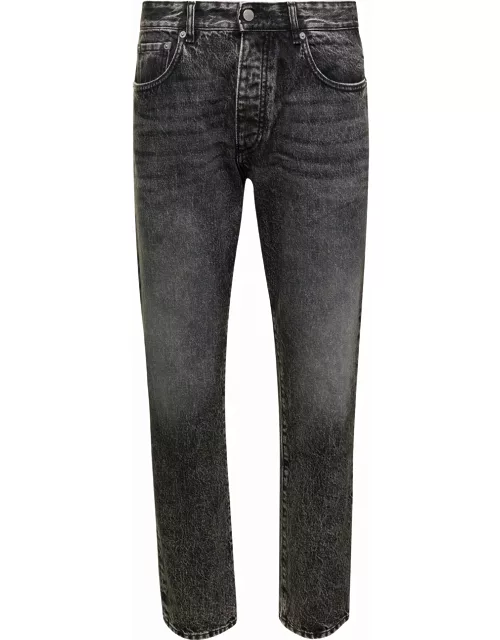 Icon Denim kanye Black Five-pocket Jeans With Logo Patch In Cotton Denim Man