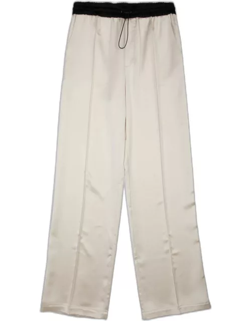 Roberto Collina Pantalone Morbido Con Elastico Champagne coloured satin pajama pant with elastic waistband