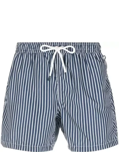 Fedeli Navy Blue And White Striped Swim Short