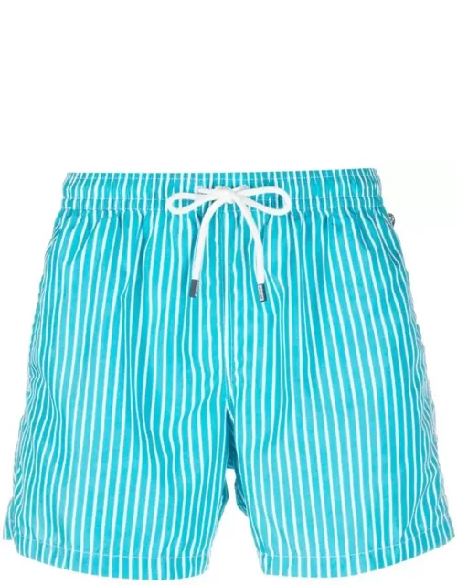 Fedeli Light Blue And White Striped Swim Short