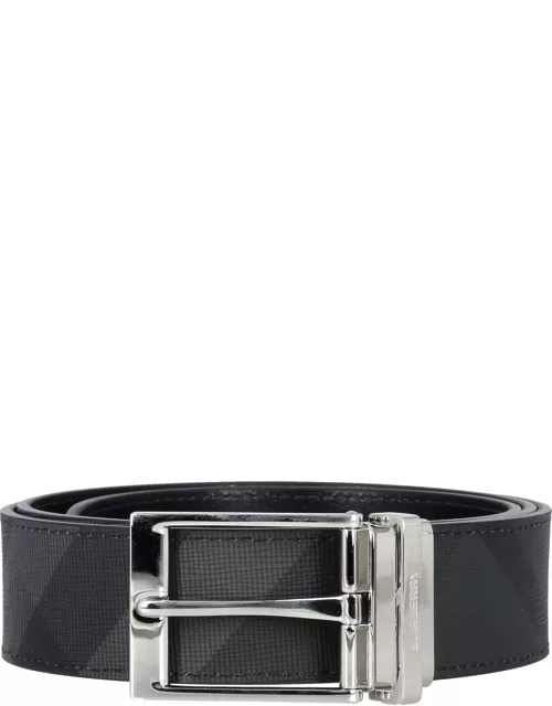 Burberry London Check And Leather Reversible Belt
