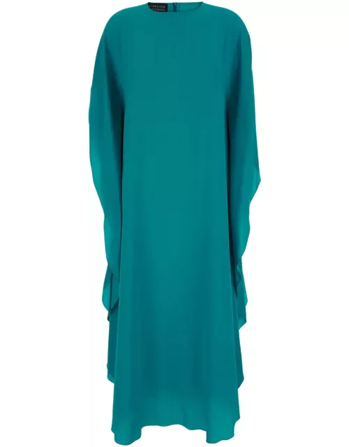 Gianluca Capannolo Green Long Dress With Boat Neck In Silk Woman