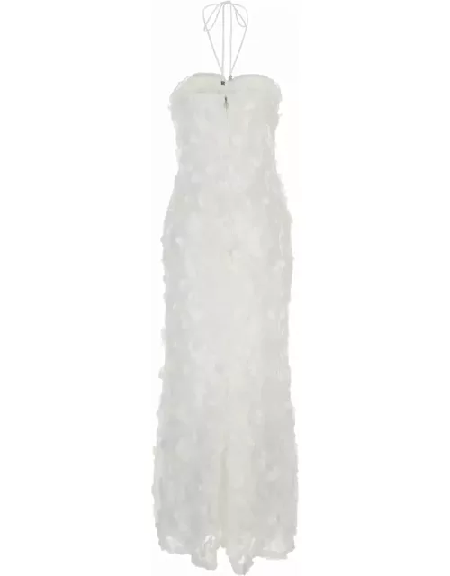 Rotate by Birger Christensen Maxi White Dress With Tonal Sequins And Sweetheart Neck In Fabric Woman