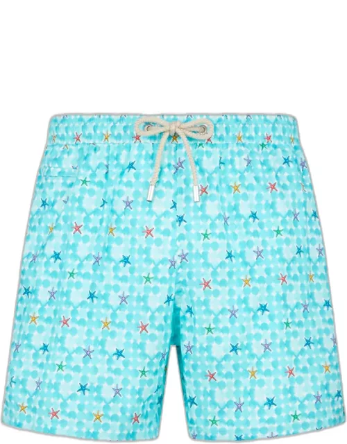 MC2 Saint Barth Man Light Fabric Comfort Swim Shorts With Sea Star Print