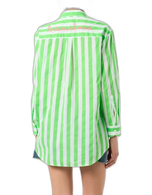 MC2 Saint Barth Striped Cotton Shirt Portami Al Mare Embroidery