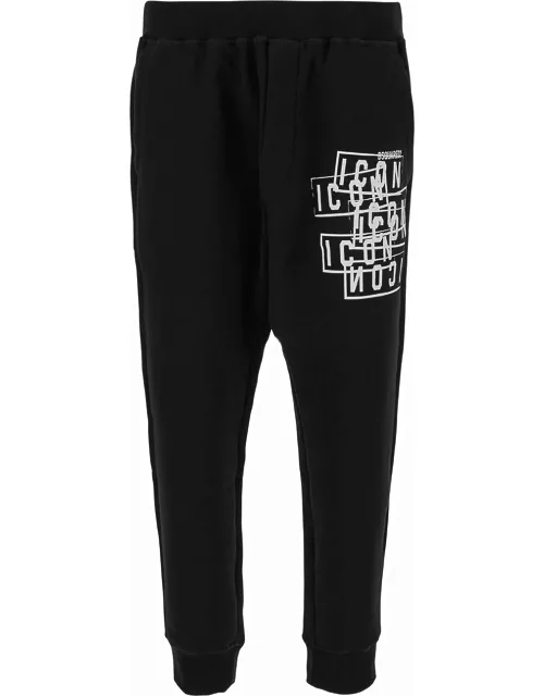 Dsquared2 Jogger Pants With Icon Logo Print In Cotton Man