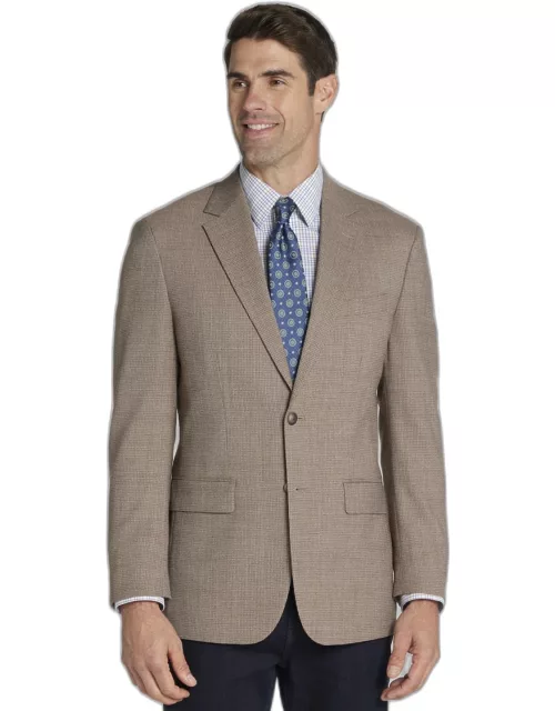 JoS. A. Bank Men's Traveler Collection Tailored Fit Check Sportcoat, Light Brown, 41 Regular