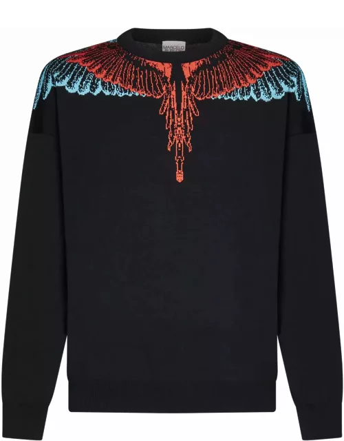 Marcelo Burlon Icon Wings Knit Boxy Crewneck Sweatshirt