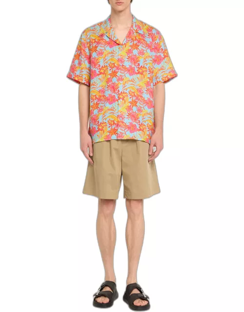 Men's Tahiti Flower-Print Camp Shirt