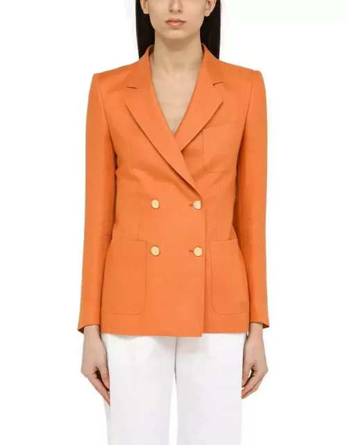 Tagliatore Orange Linen Double-breasted Jacket