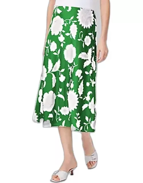 Ann Taylor Floral Bias Midi Slip Skirt