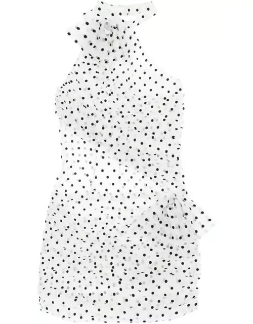 ALESSANDRA RICH One-shoulder mini dress in polka