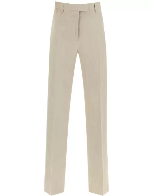 FERRAGAMO tailored straight leg linen blend trouser