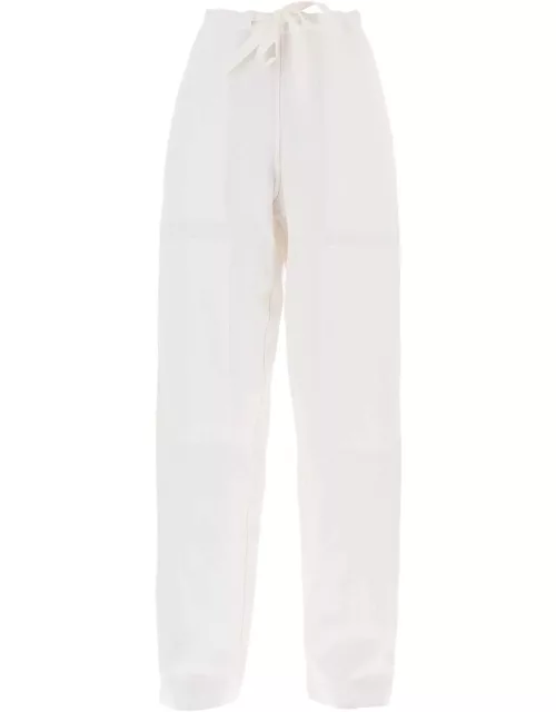 FERRAGAMO work linen blend pants with patchwork
