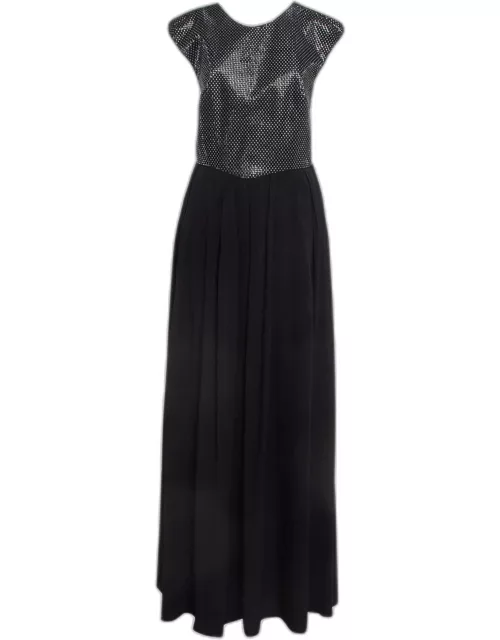 Emporio Armani Elite Black Embellished Cross Back Maxi Dress