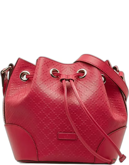 Gucci Red Leather Diamante Leather Hilary Medium Bucket Bag