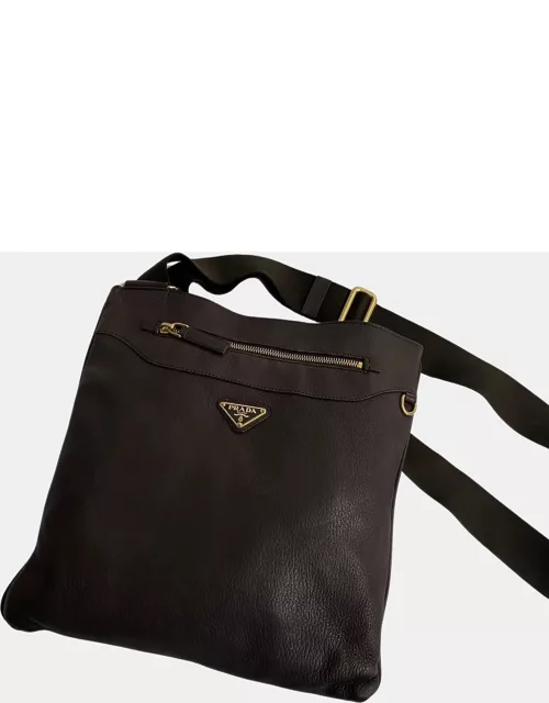 Prada Brown Leather Leather Crossbody Bag