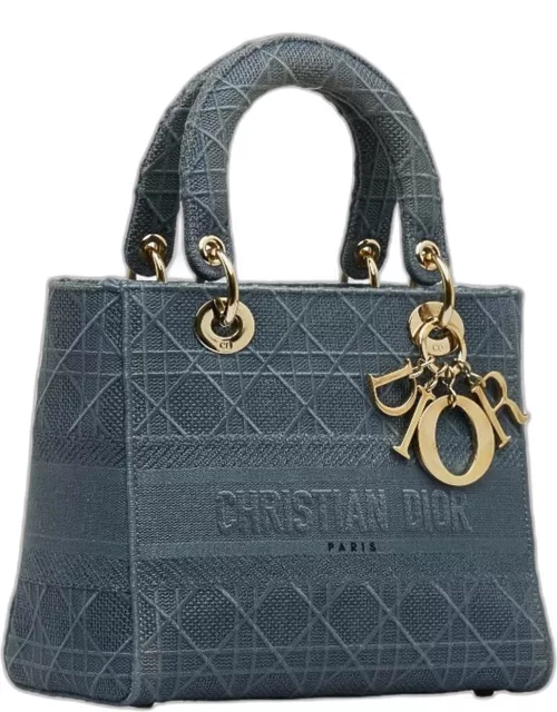 CHRISTIAN DIOR Grey Medium Cannage Lady D-Lite Bag