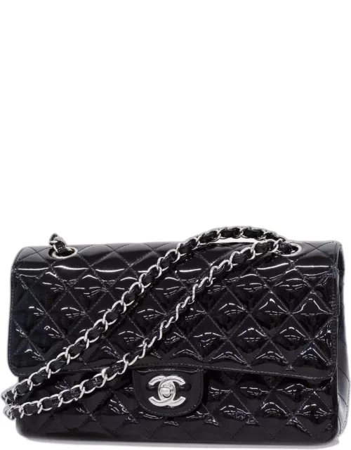 Chanel Black Patent Leather Medium Classic Double Flap Shoulder Bag