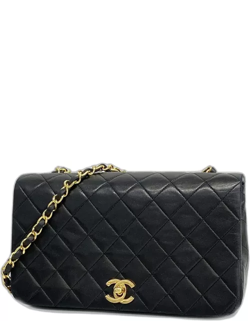 Chanel Black Leather Full Flap Bag Shoulder Bag
