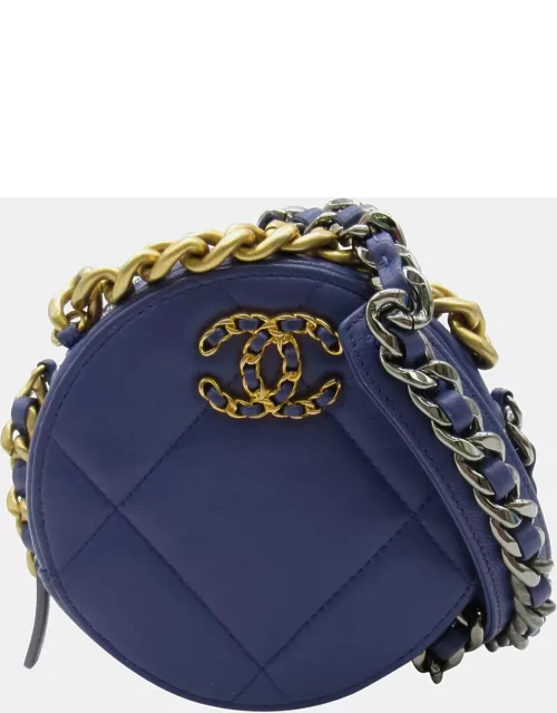 CHANEL Purple leather 19 Round Clutch Bag