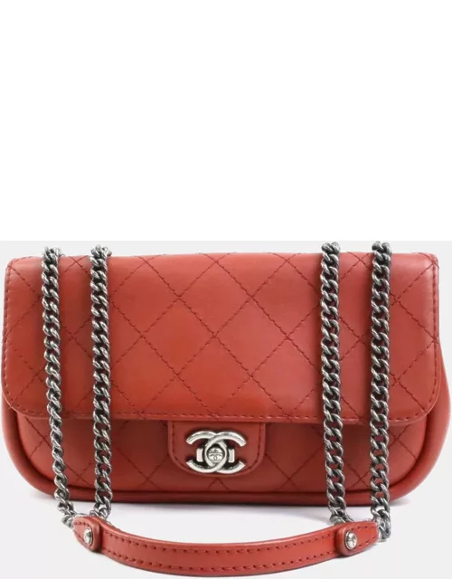 Chanel Red Quilted Leather Single Flap Bag