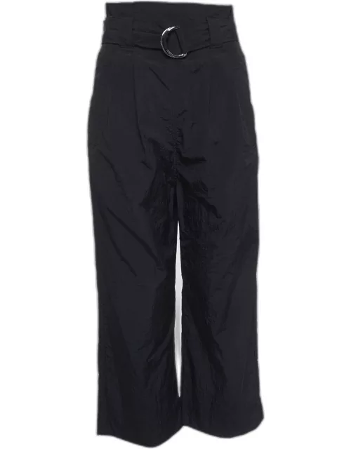 Ganni Black Nylon Paperbag Waist Trousers