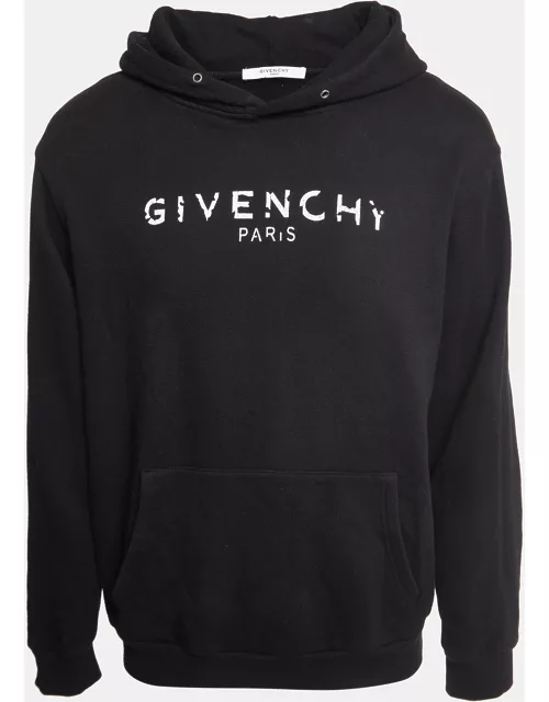 Givenchy Black Vintage Logo Print Hooded Sweatshirt