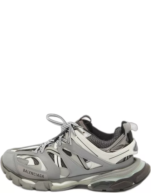 Balenciaga Grey Faux Leather and Mesh Track Sneaker