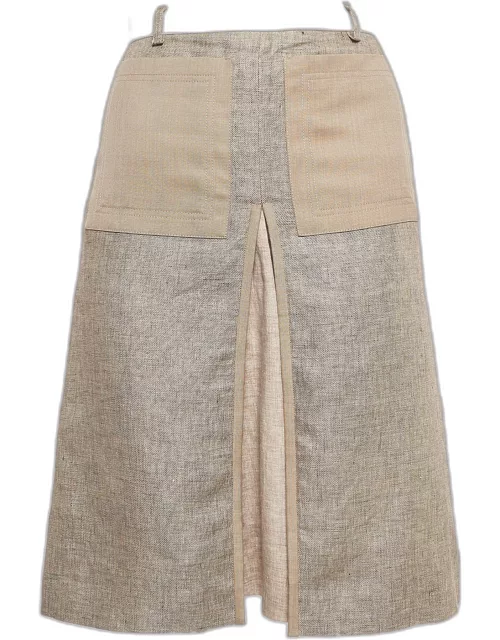 Burberry London Beige Linen Panel Skirt