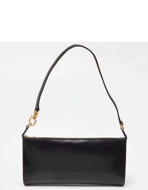 Salvatore Ferragamo Black Leather Pochette Bag