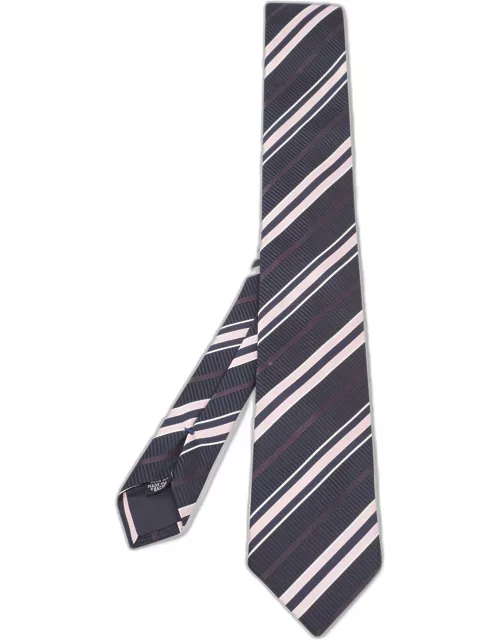 Boss By Hugo Boss Black/Pink Diagonal Striped Silk Tie