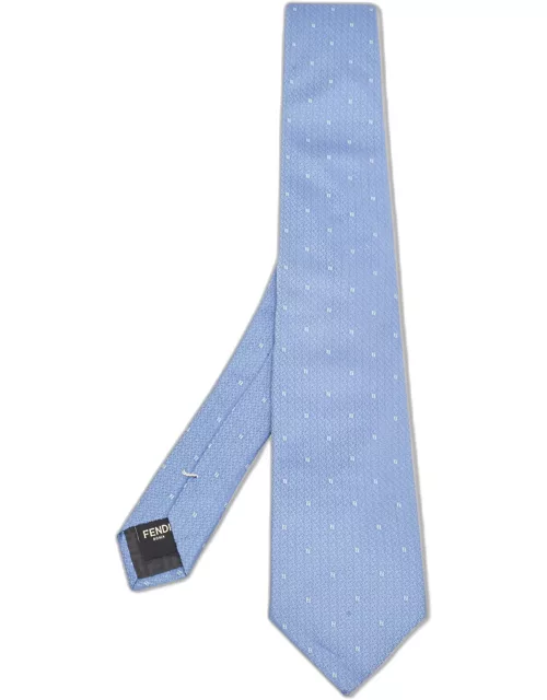 Fendi Blue FF Pattern Silk Tie