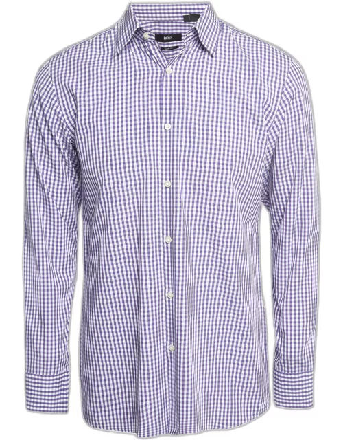 Boss By Hugo Boss Purple Gingham Check Cotton Sharp Fit Shirt