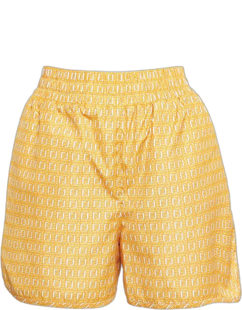 Fendi Yellow FF Logo Print Synthetic Shorts
