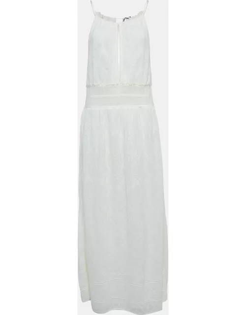 M Missoni White Lace Knit Halter Neck Grecian Maxi Dress