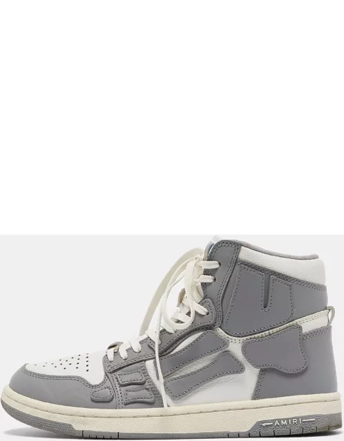 Amiri Grey/White Leather Skel High Top Sneaker