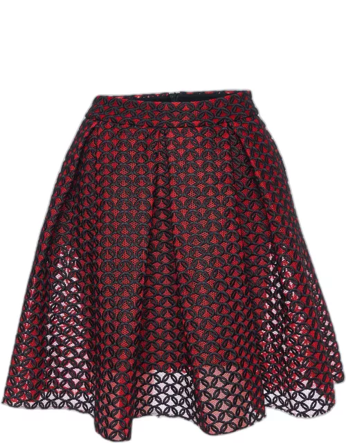 Maje Rouje Embroidered Mesh Juliette Flared Skirt