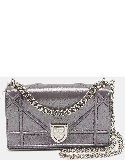 Dior Purple Iridescent Leather Diorama Wallet on Chain