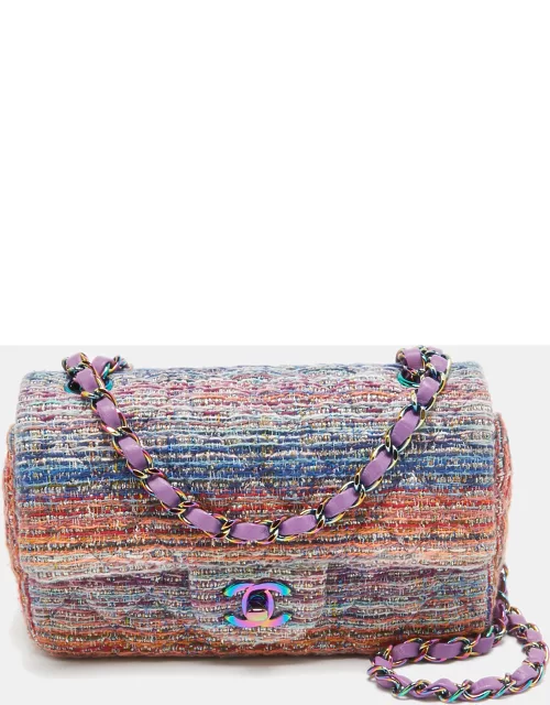 Chanel Multicolor Quilted Tweed New Mini Classic Flap Bag
