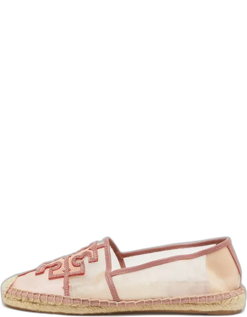 Tory Burch Pink Leather and Mesh Espadrille Flat